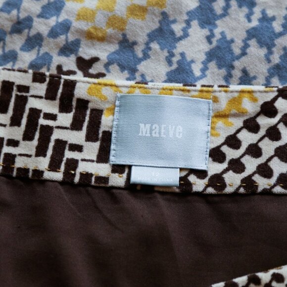 Maeve  Velvet Patchwork Houndstooth Print Skirt - Picture 7 of 7